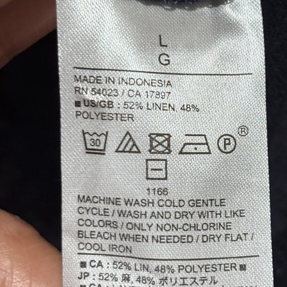 Banana Republic Women Linen blend Navy cap sleeve boatneck top SZ: L - Picture 7 of 10